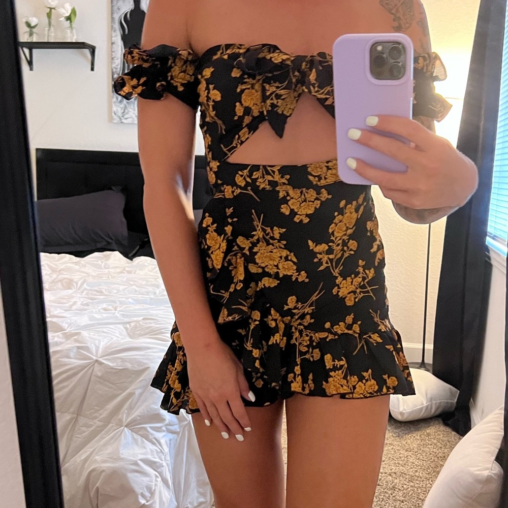 Black and Yellow Floral Dress